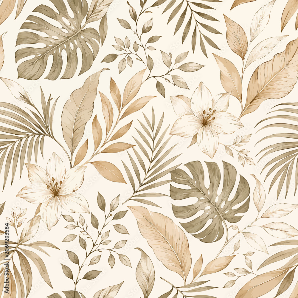 Fototapeta premium Elegant Seamless Botanical Pattern