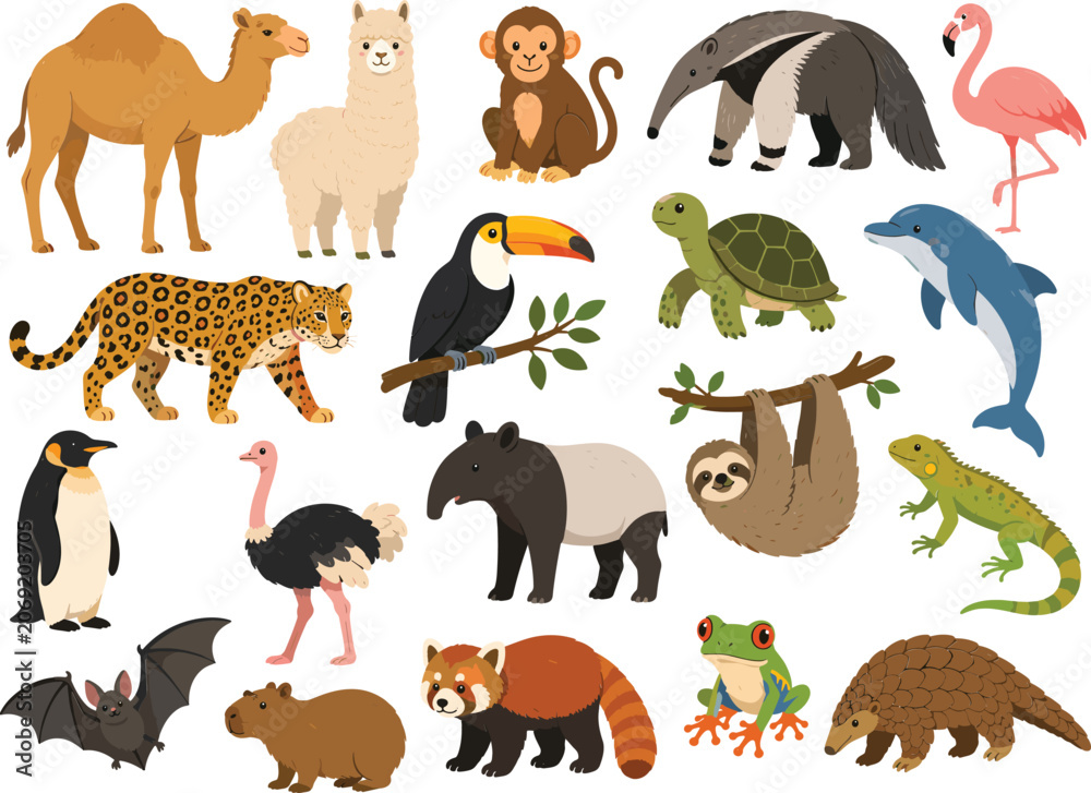 Fototapeta premium Set of cute wild animals