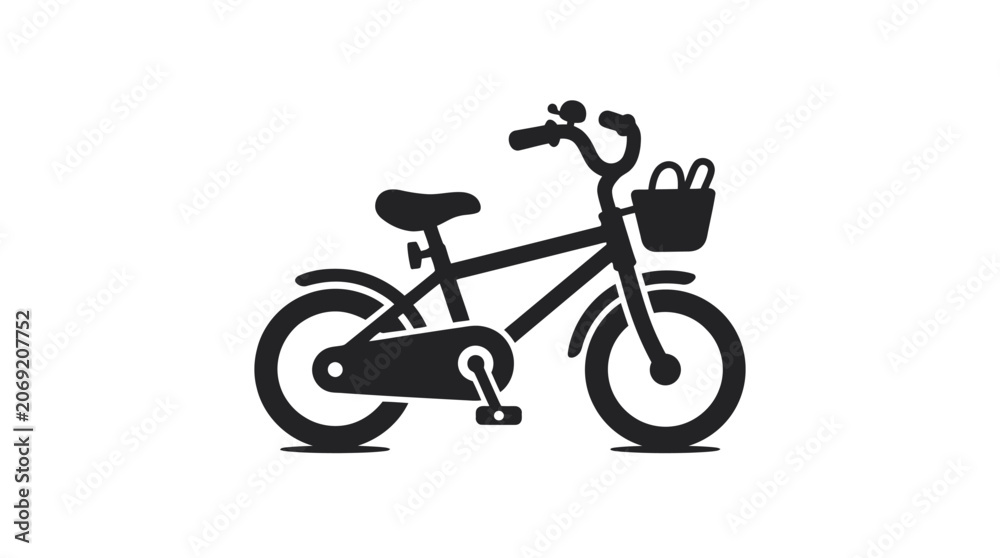 Fototapeta premium A bicycle with a basket is parked on a path outdoors