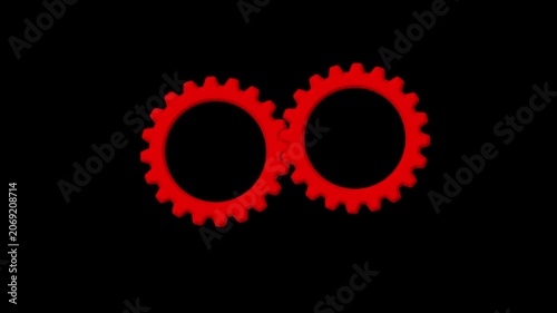 Update glowing setting icon setup animation. setting icon with spinning gears icon animated. on black background
