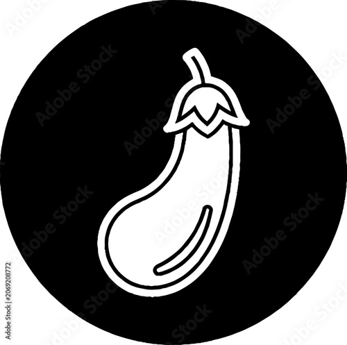 Fresh Eggplant Vegetable Illustration Outline.