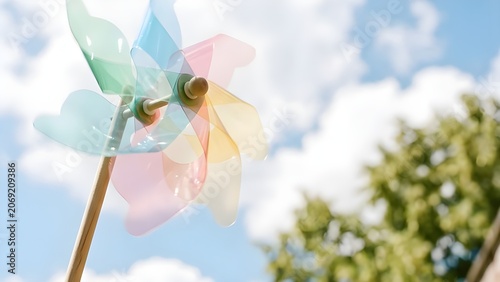 푸른 하늘 아래 바람개비 a pinwheel under a blue sky