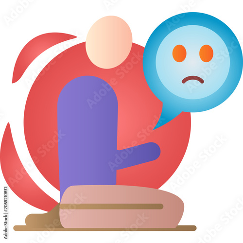 Obraz na płótnie person seated in withdrawn posture concept, sad face symbolizes negative emotion