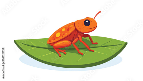 Orange insect on a leaf.