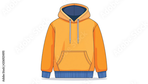 Yellow Hoodie with Blue Accents.