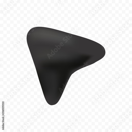 Black triangle, curved shape, geometric form, abstract design element isolated on Transparent Background