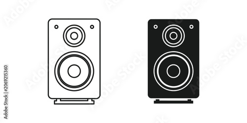 Tableau sur toile Audio speaker set featuring outline and solid black for sound system and music e