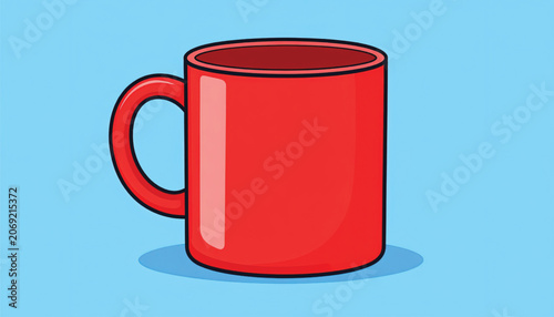 Red Coffee Mug Cup Handle.