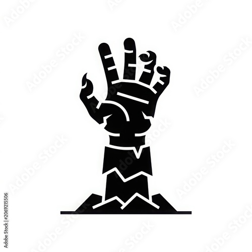 Zombie hand emerging from grave icon