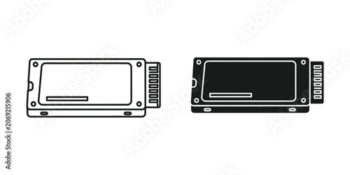 Slika na platnu Pcmcia card set featuring outline and solid black for legacy laptop expansion ha