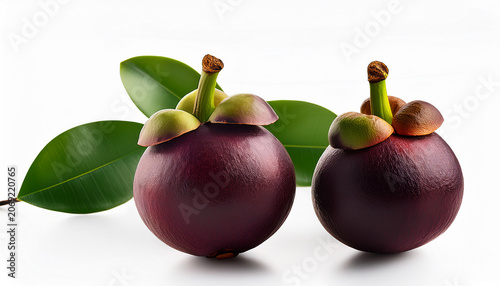 Single Ripe Mangosteen Isolated On A White