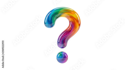 Rainbow colored question mark balloon with question colorful inflatable metallic curiosity thinking abstract celebration decoration uncertainty information business solution creative