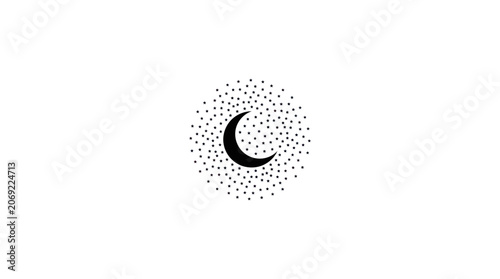 Minimalist Crescent Moon and Stars Vector Illustration