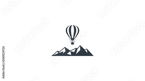 Hot Air Balloon Over Mountains Minimalist Vector