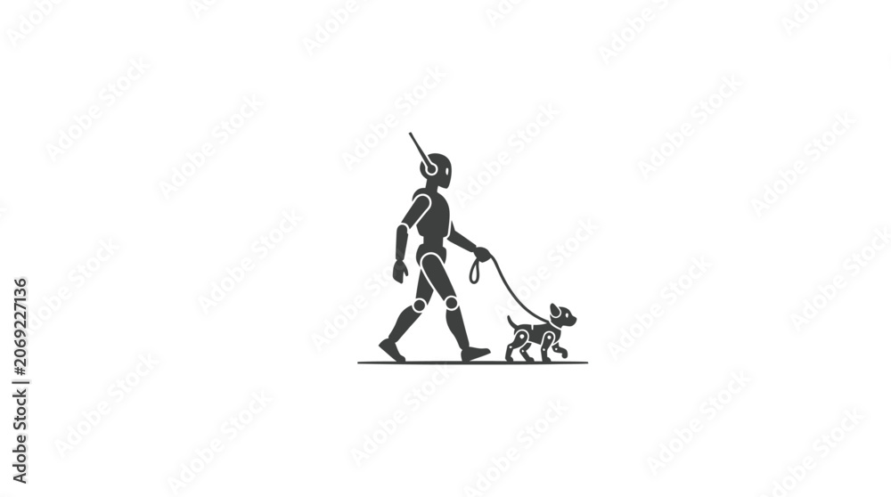 Fototapeta premium Robot Walking Robotic Dog Silhouette Vector