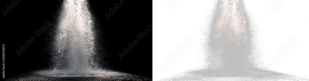 Fototapeta premium Mountain cascade png with realistic waterfall flow, mist particles, powerful water motion and transparent nature background.