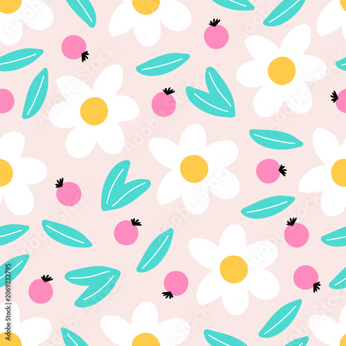 Seamless pattern with  flowers. Perfect for wallpaper, gift paper, greeting cards. Vector hand drawn illustration