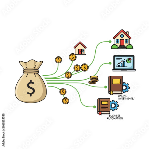 Money Bag Investment Options Financial Growth.