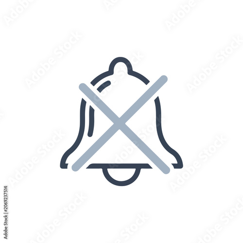 Notification Bell Icon with Cross Symbol.