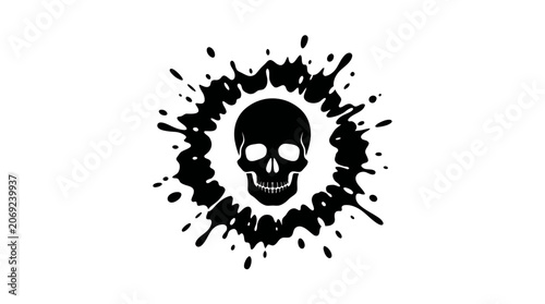 Skull Ink Splash Vector Illustration