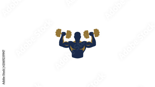 Bodybuilder Lifting Dumbbells Logo Element