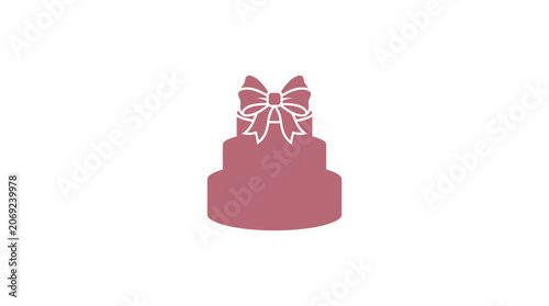 Three-Tiered Cake with Bow Vector Illustration