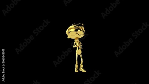 Golden boy doing a silly dance, seamless loop, Luma Matte
