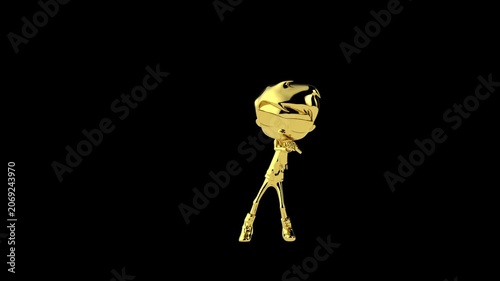 Golden boy doing a joy dance move, seamless loop, Luma Matte