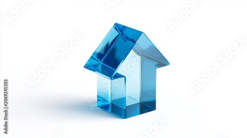 Blue glass arrow pointing up isolated on white, growth and success