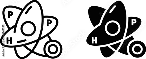 Εκτύπωση καμβά Atomic structure icons with protons and electrons in orbital paths representing