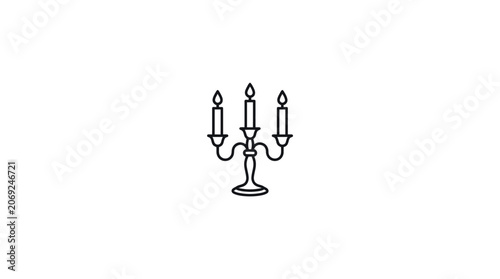 Candelabra with Lit Candles Vector Illustration