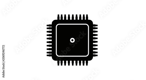 Minimal Computer Processor Chip Icon