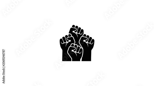 Clenched Fists Raised in Solidarity Vector Illustration