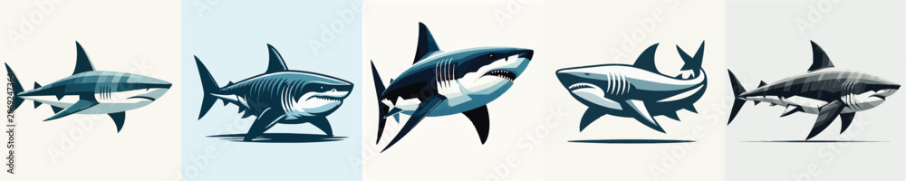 Fototapeta premium Megalodon Vector Illustrations