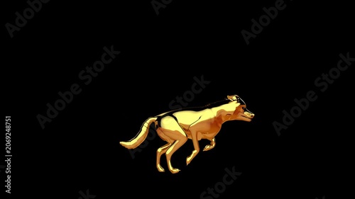 Golden wolf running seamless loop, Luma Matte