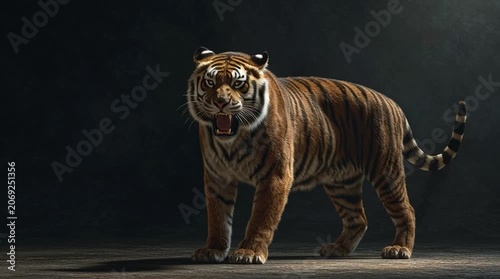 Ferocious Tiger Standing and Roaring Full Body generative ai