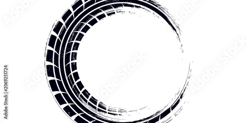 Black and blue tire track vector illustration car, motorcycle, and truck tire marks vehicle wheel trails with grunge effect for graphic design