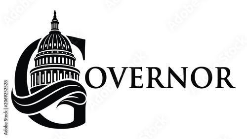 Fotografía Governor logo design features a classical dome building integrated with elegant letter typography
