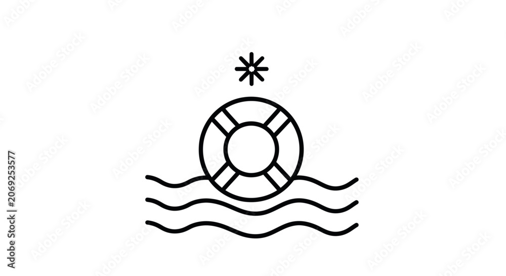 Fototapeta premium Lifebuoy Floating Icon
