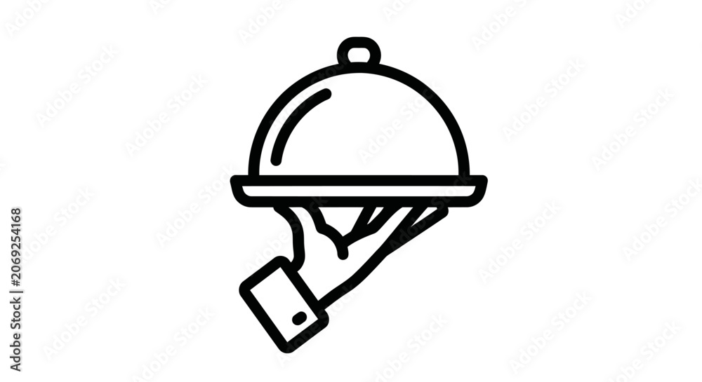 Fototapeta premium Waiter Hand Holding Food Cloche Icon