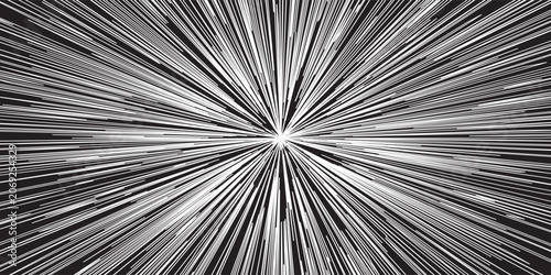 Abstract black and white radial speed lines background.