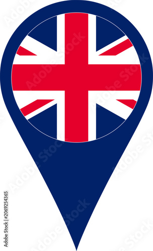 United Kingdom Flag Location Pin Map Marker British Destination GPS Vector Icon