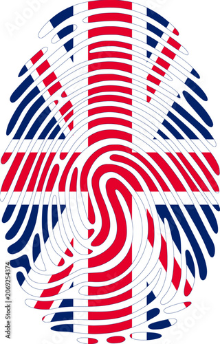 United Kingdom Flag Fingerprint Identity Vector British DNA Heritage Graphic