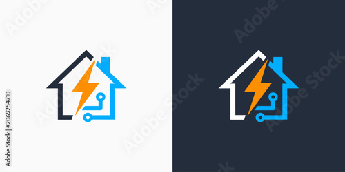 Electricity vector logo design with a modern, simple, clean, and abstract style. Icons for business, electrical, and personal branding.