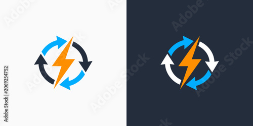 Electricity vector logo design with a modern, simple, clean, and abstract style. Icons for business, electrical, and personal branding.