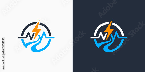 Electricity vector logo design with a modern, simple, clean, and abstract style. Icons for business, electrical, and personal branding.