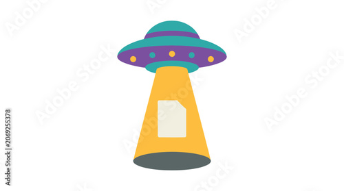 Quadro su tela A flying saucer emits a beam of light onto a document