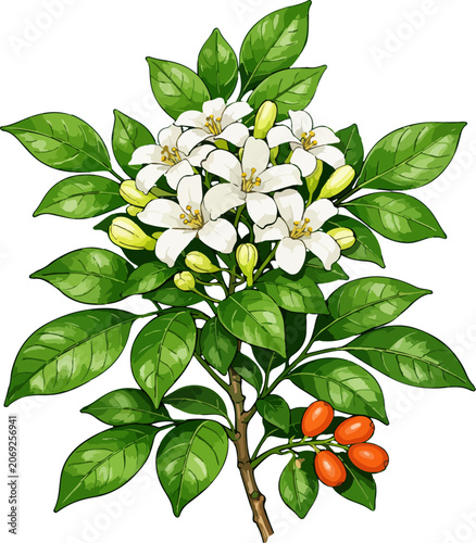 Tableau sur toile Murraya paniculata illustration art