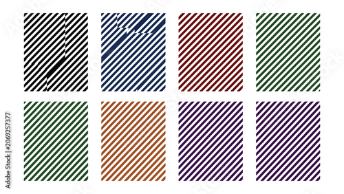 Collection of colorful diagonal striped rectangles