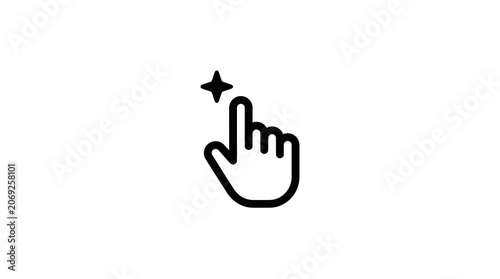 Minimal Hand Cursor Pointing Icon with Sparkle